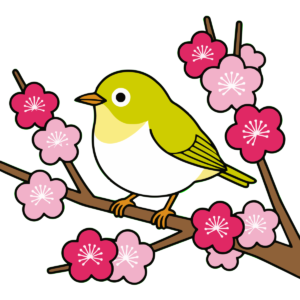 梅の花と小鳥