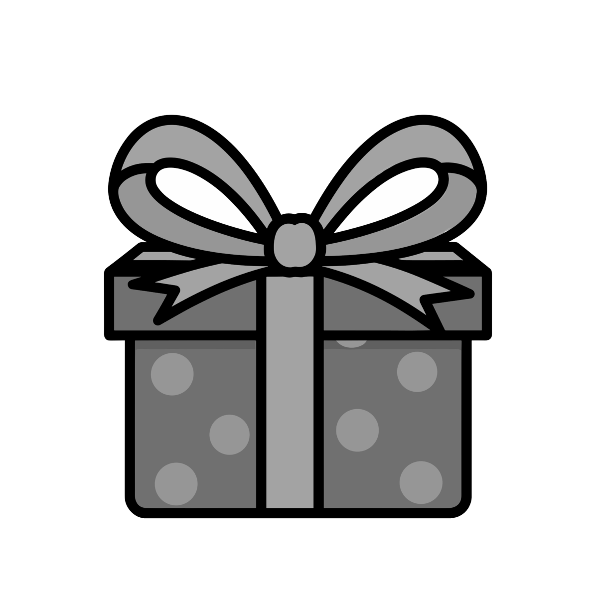 プレゼントの箱（水玉もよう）のイラスト無料ダウンロード（モノクロ）