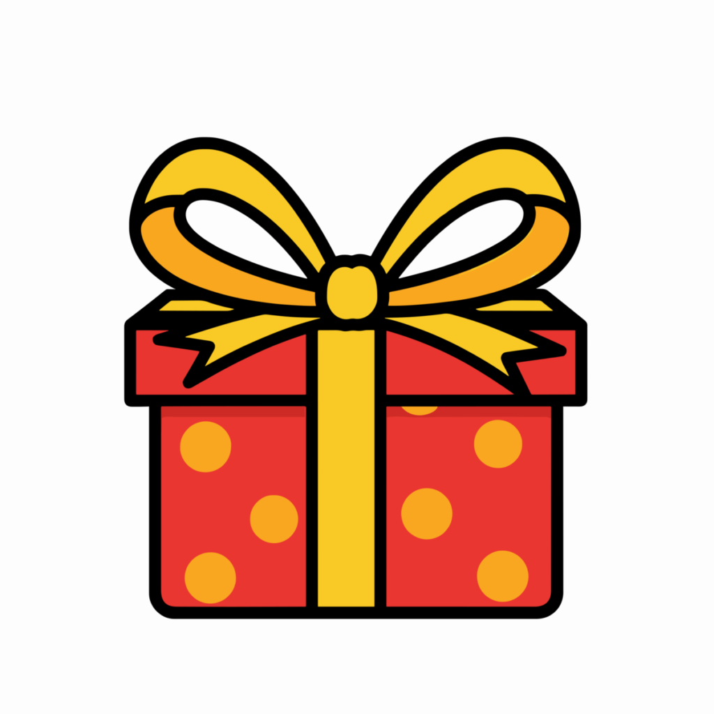 プレゼントの箱（水玉もよう）のイラスト無料ダウンロード（カラー）