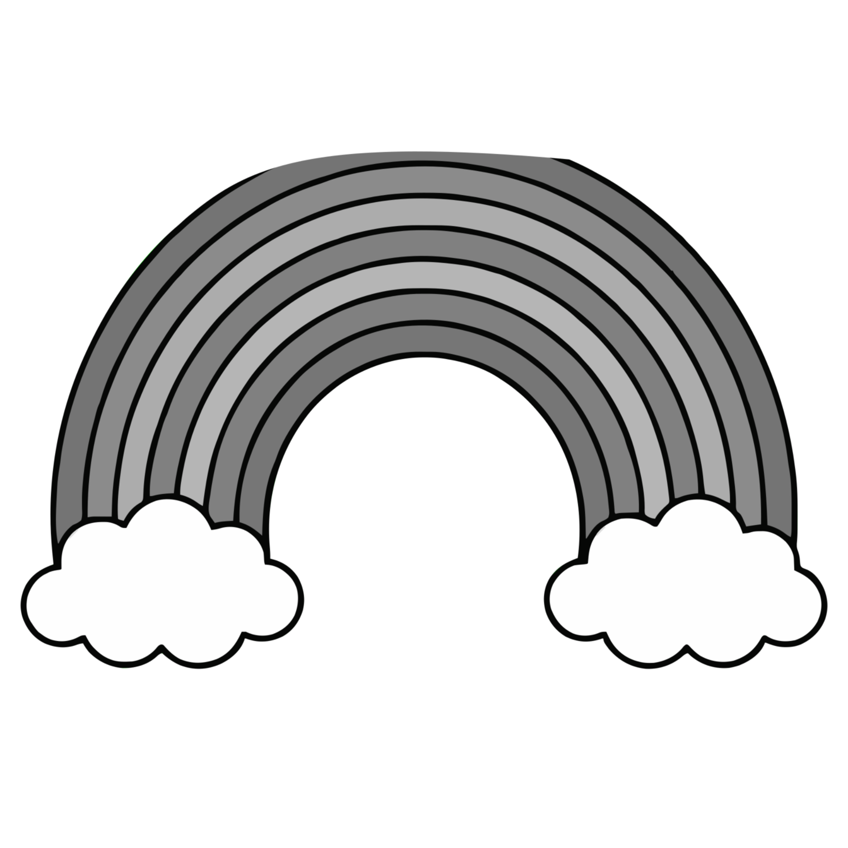 虹と雲のイラスト無料ダウンロード(モノクロ)