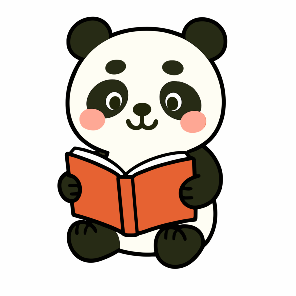 絵本を読むパンダのイラスト無料ダウンロード（カラー）