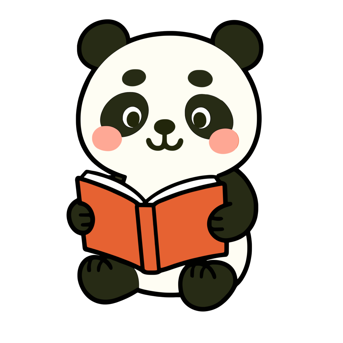 絵本を読むパンダのイラスト無料ダウンロード(カラー)