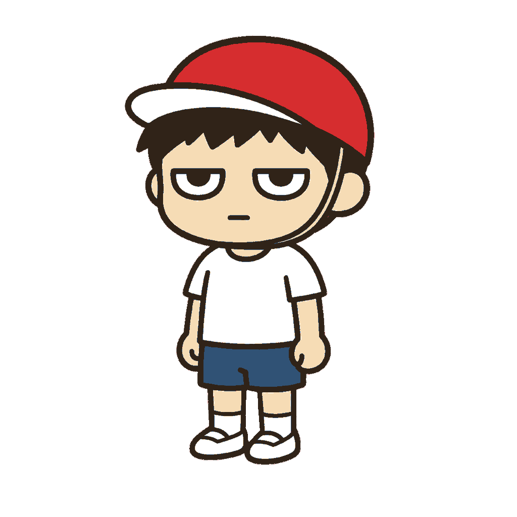 赤白帽をかぶった子どものイラスト（カラー）