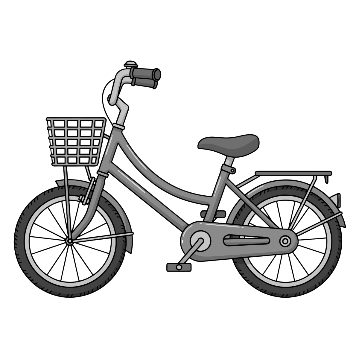 赤い自転車のイラスト無料ダウンロード（モノクロ）