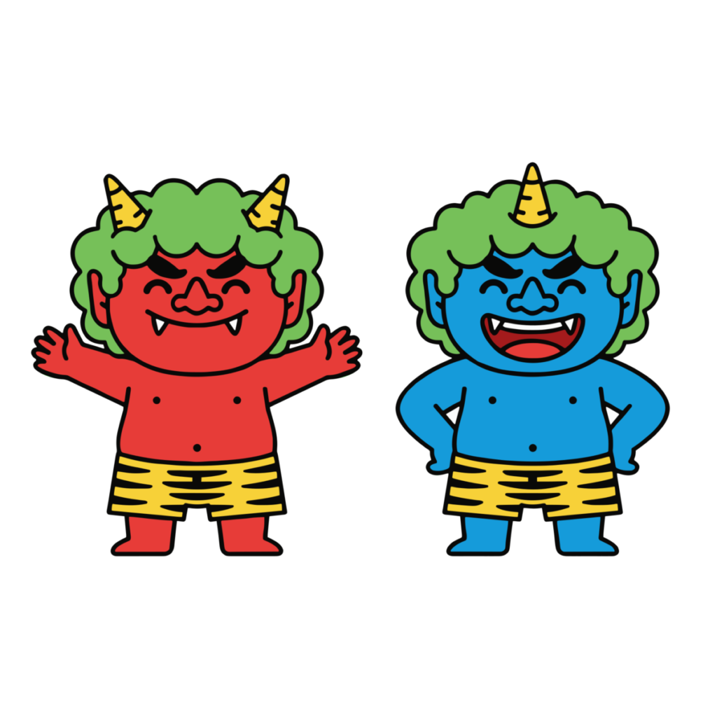 赤鬼と青鬼（全身）のイラスト無料ダウンロード（カラー）