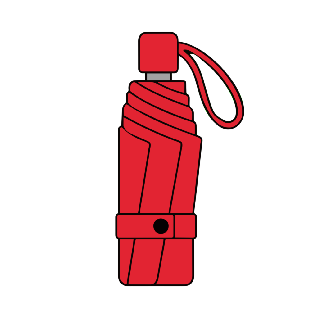赤い折りたたみ傘のイラスト無料ダウンロード（カラー）