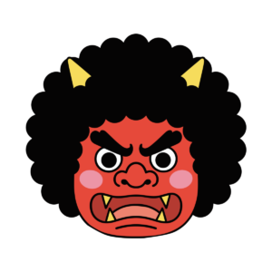 怒った赤鬼の顔