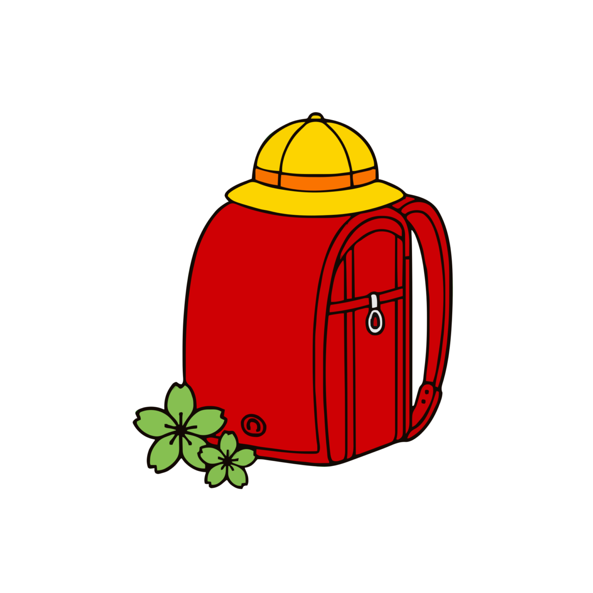赤いランドセルと黄色い帽子のイラスト無料ダウンロード(カラー)