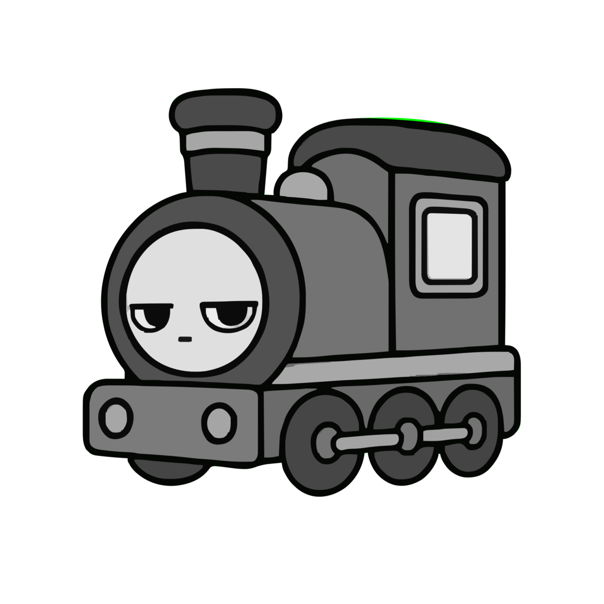 れっしゃのイラスト(かわいい)(モノクロ)