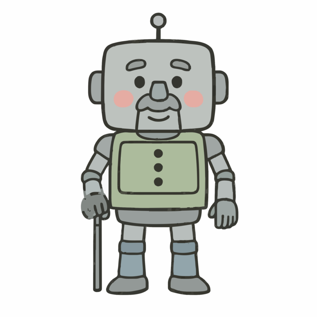 ロボットおじいちゃんのイラスト無料ダウンロード（カラー）