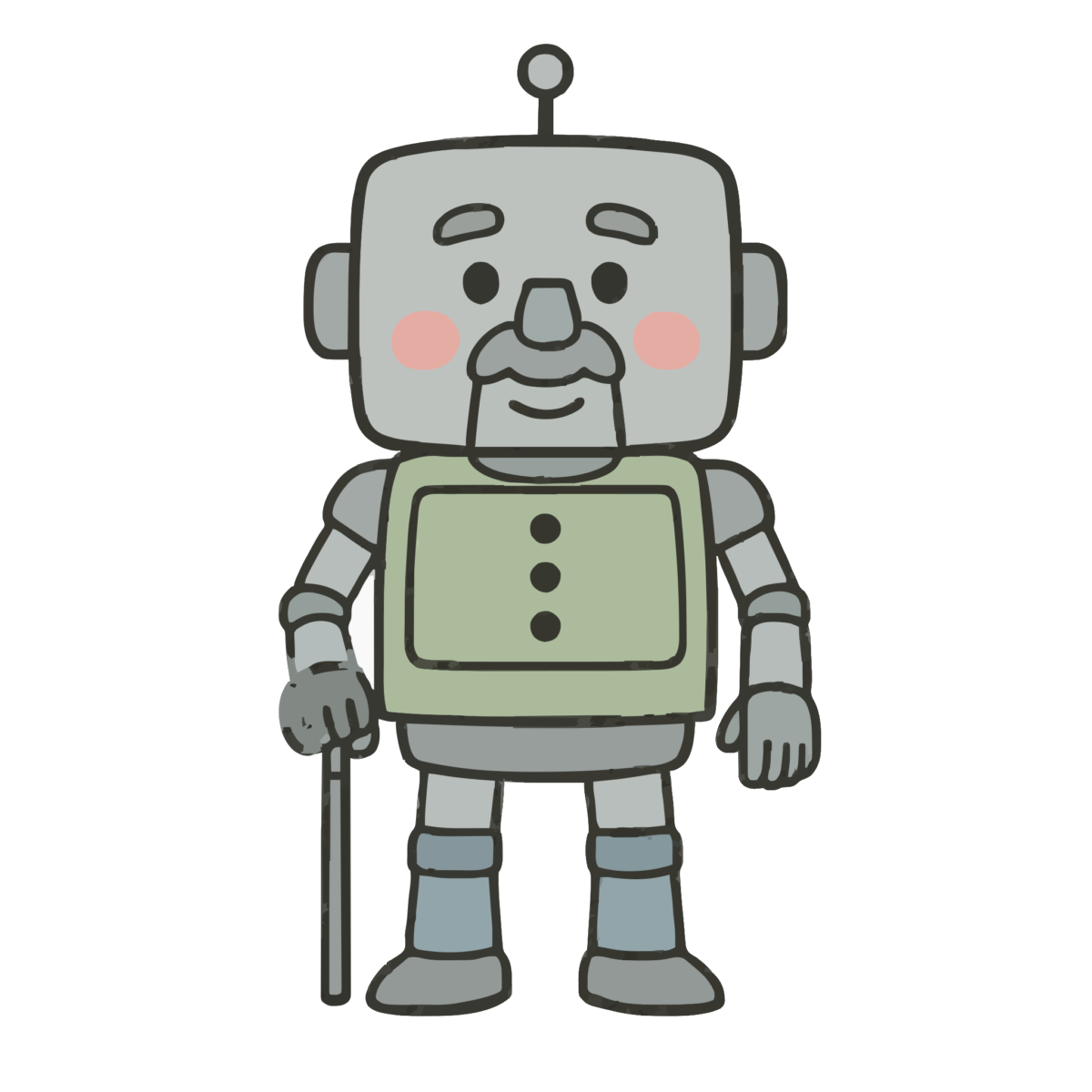 ロボットおじいちゃんのイラスト無料ダウンロード（カラー）