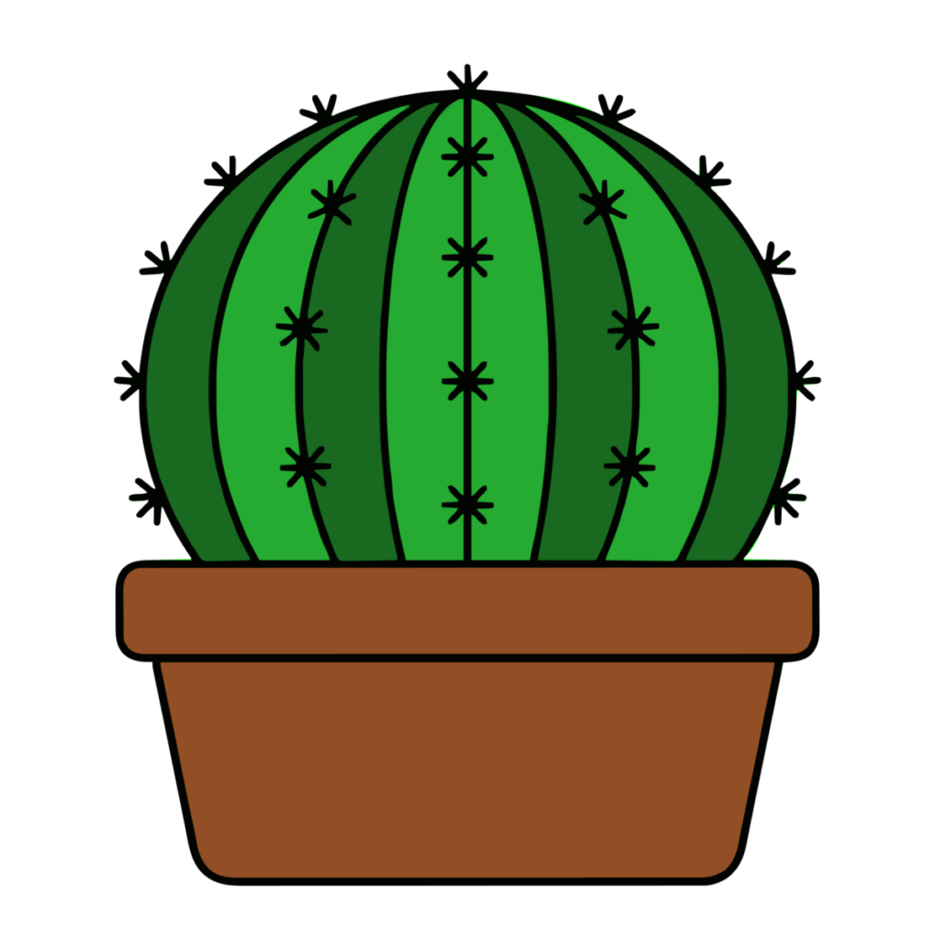サボテンの鉢植えのイラスト無料ダウンロード（カラー）