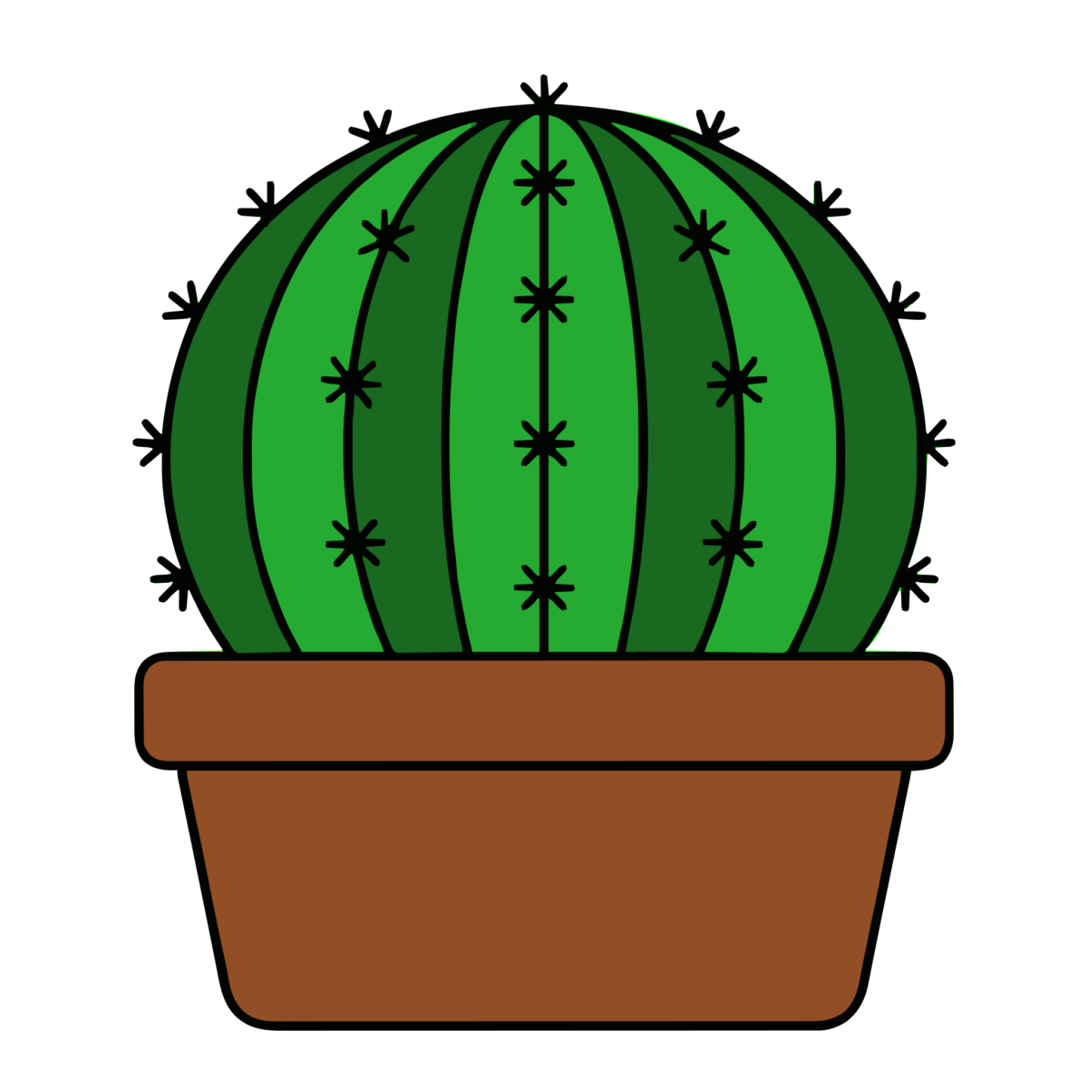 サボテンの鉢植えのイラスト無料ダウンロード（カラー）