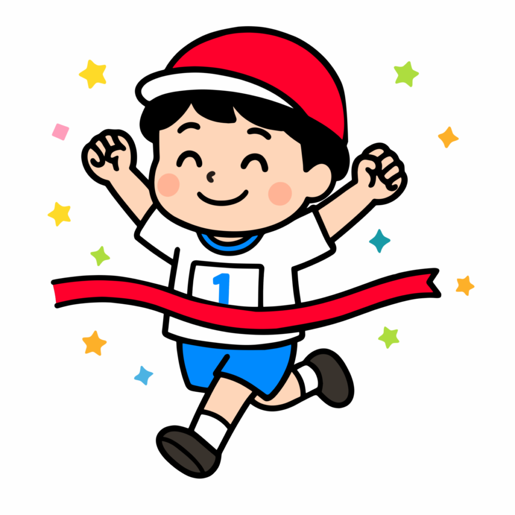 男の子園児のかけっこのイラスト無料ダウンロード（カラー）