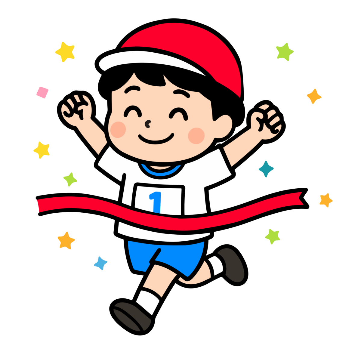男の子園児のかけっこのイラスト無料ダウンロード（カラー）