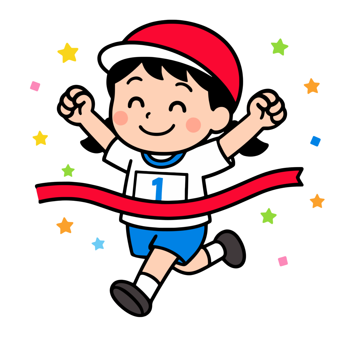 女の子園児のかけっこのイラスト無料ダウンロード（カラー）
