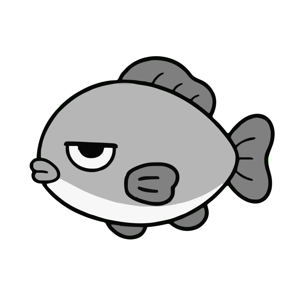 さかなのイラスト（かわいい）（モノクロ）