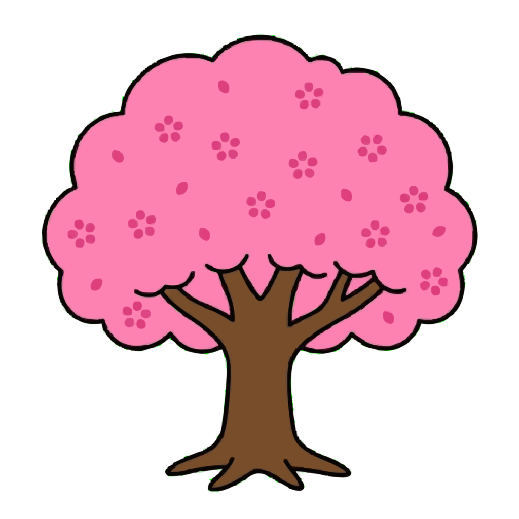 桜の木（満開）のイラスト無料ダウンロード（カラー）