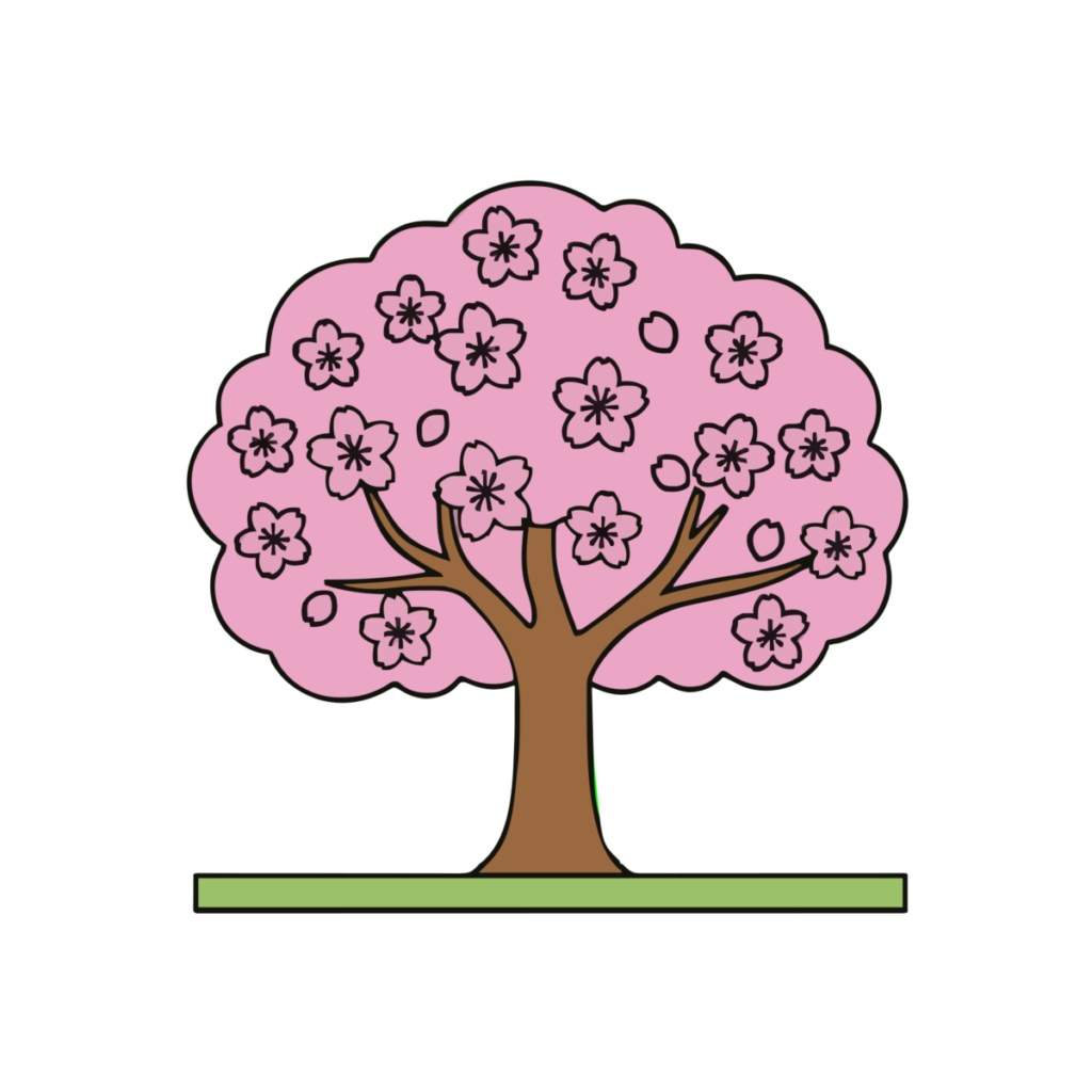 桜の木（若木）のイラスト無料ダウンロード（カラー）