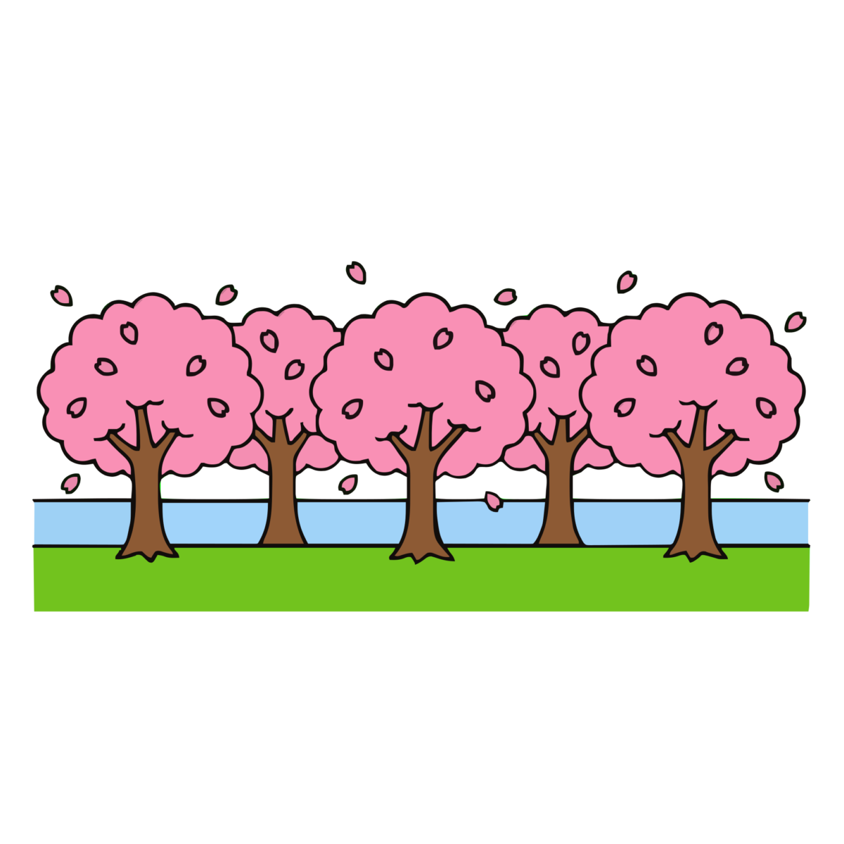 桜並木のイラスト無料ダウンロード（カラー）