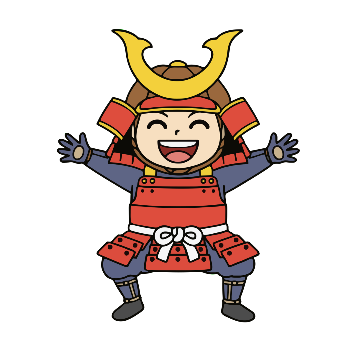 よろいとかぶとを着た男の子のイラスト無料ダウンロード（カラー）