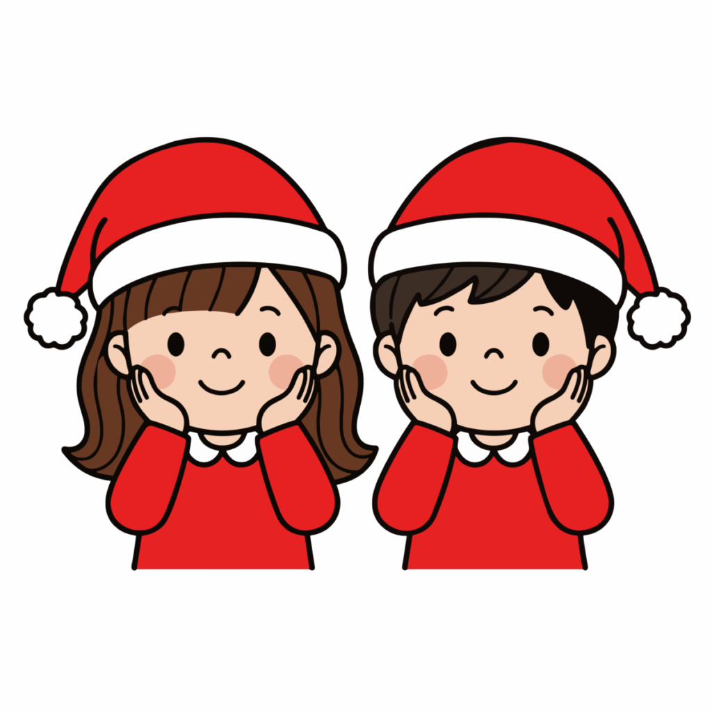 サンタ帽の子どものイラスト無料ダウンロード（カラー）
