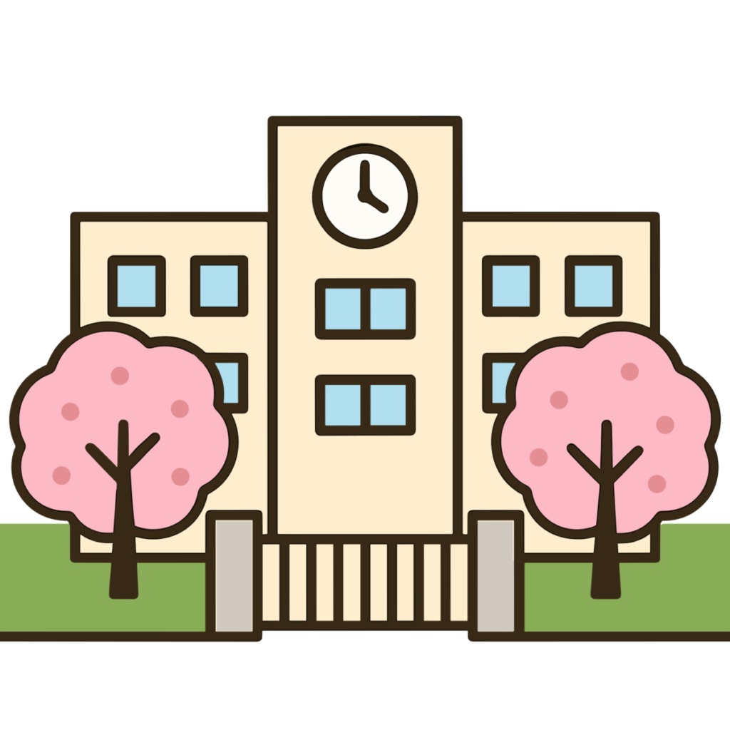 小学校の校舎のイラスト無料ダウンロード（カラー）