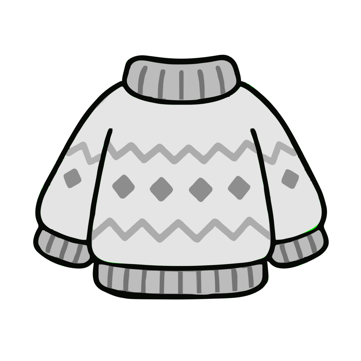 せーたーのイラスト（かわいい）（モノクロ）
