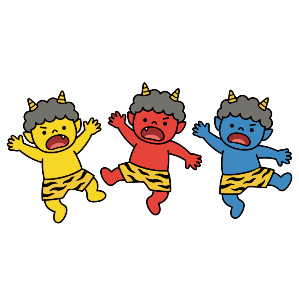 節分の鬼の子どもたちのイラスト無料ダウンロード（カラー）
