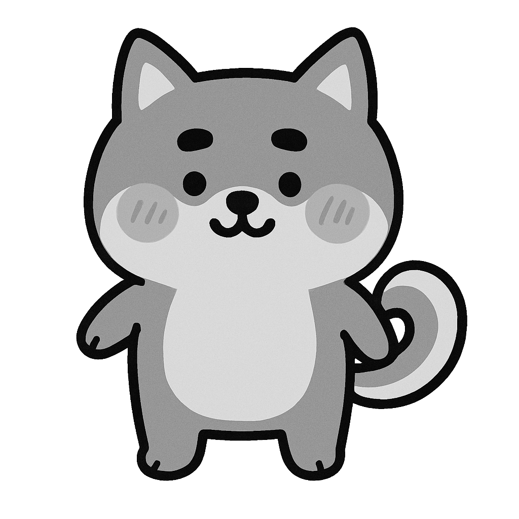 柴犬のイラスト無料ダウンロード（モノクロ）