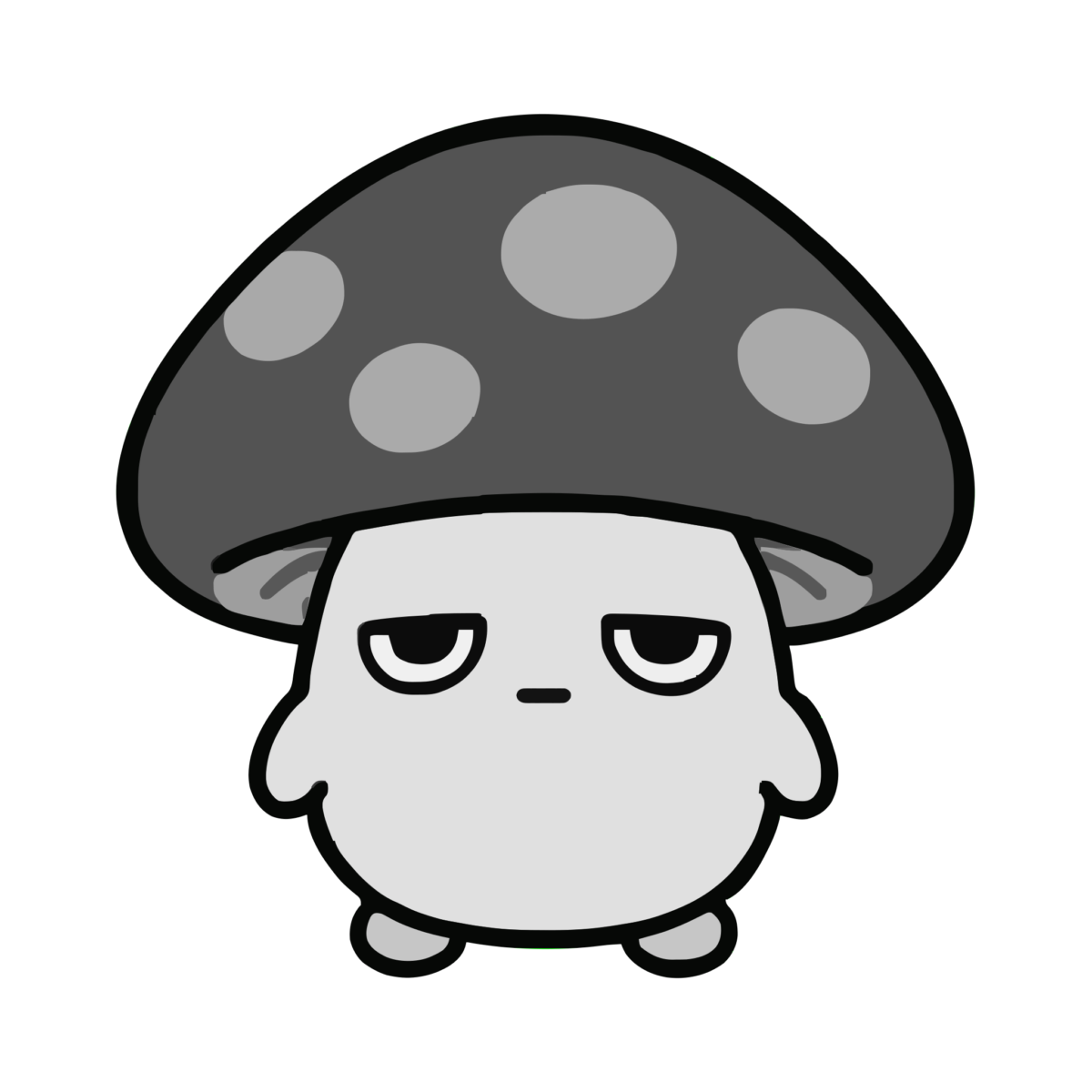 しいたけのイラスト（かわいい）（モノクロ）