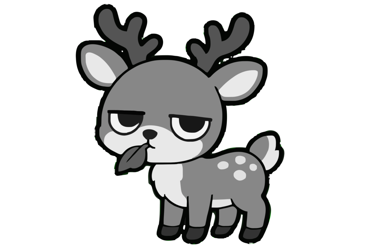 しかのイラスト（かわいい）（モノクロ）
