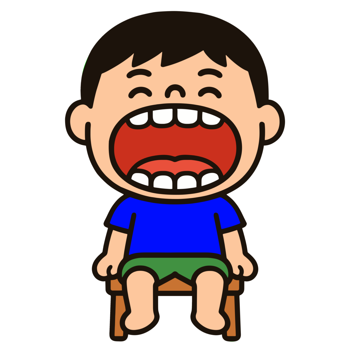 口を大きく開ける男の子のイラスト無料ダウンロード（カラー）