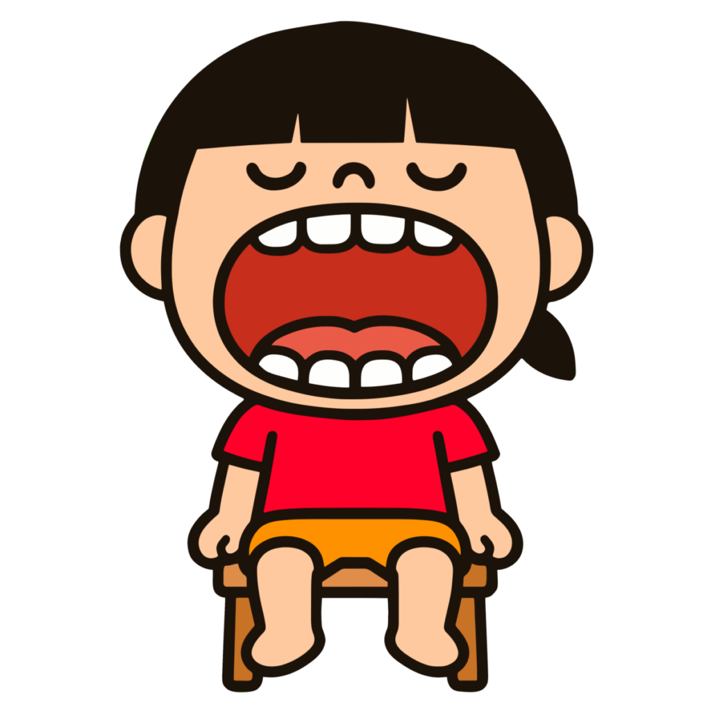 口を大きく開ける女の子のイラスト無料ダウンロード（カラー）