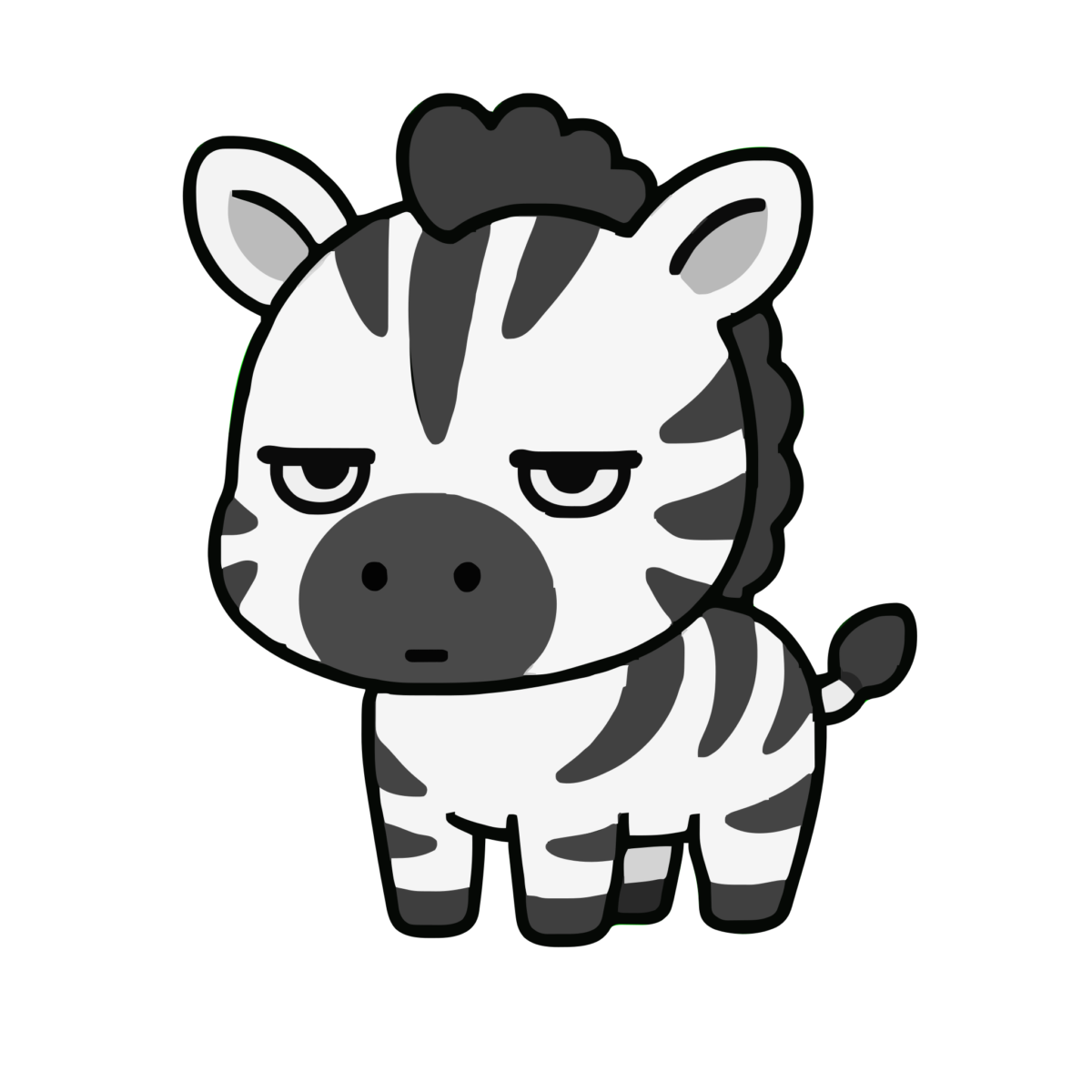 しまうまのイラスト（かわいい）（モノクロ）