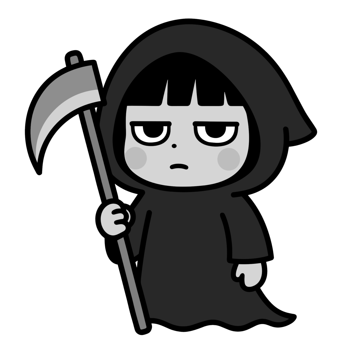 死神（女の子）のイラスト無料ダウンロード（モノクロ）