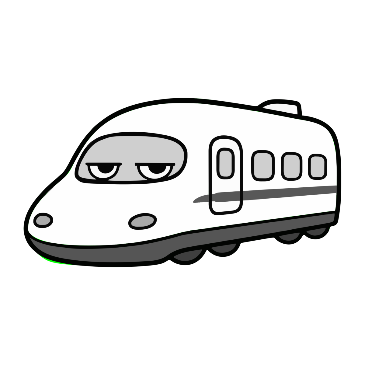 新幹線のイラスト（かわいい）（モノクロ）