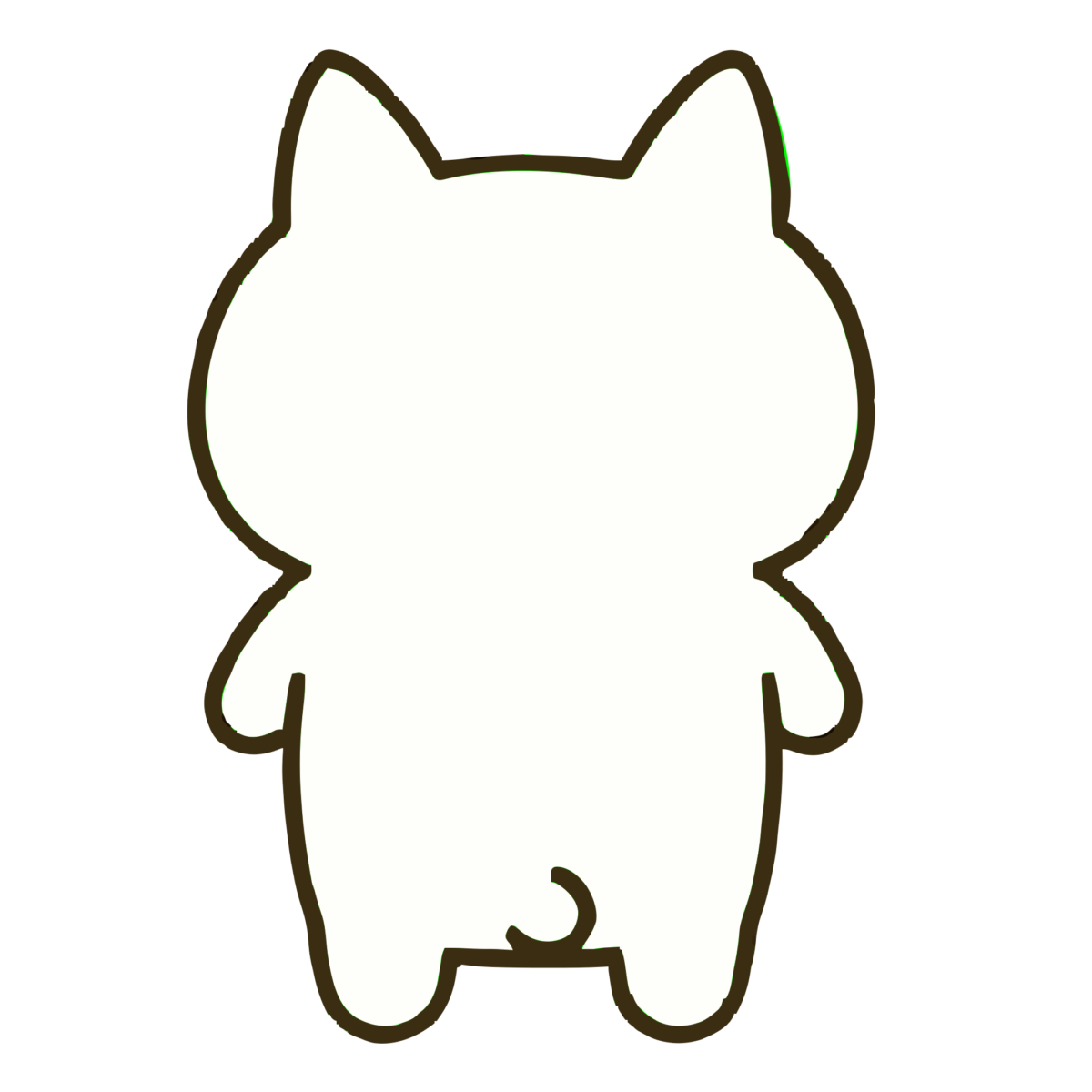 ゆるい白猫の後ろ姿のイラスト無料ダウンロード（カラー）