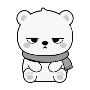 しろくまのイラスト（かわいい）（モノクロ）