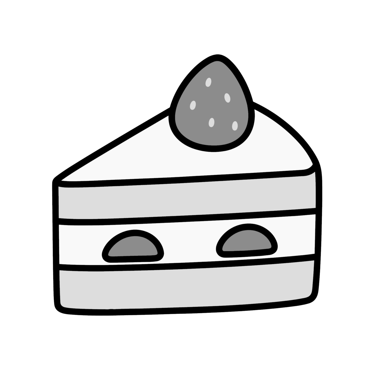ショートケーキのイラスト無料ダウンロード（モノクロ）