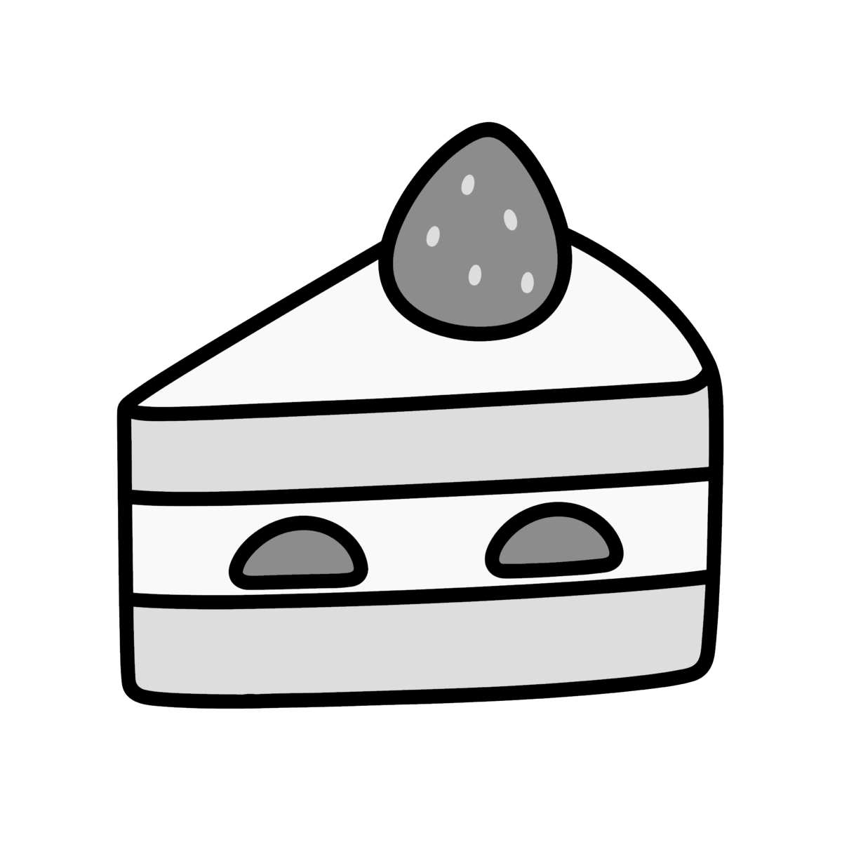 ショートケーキのイラスト無料ダウンロード（モノクロ）