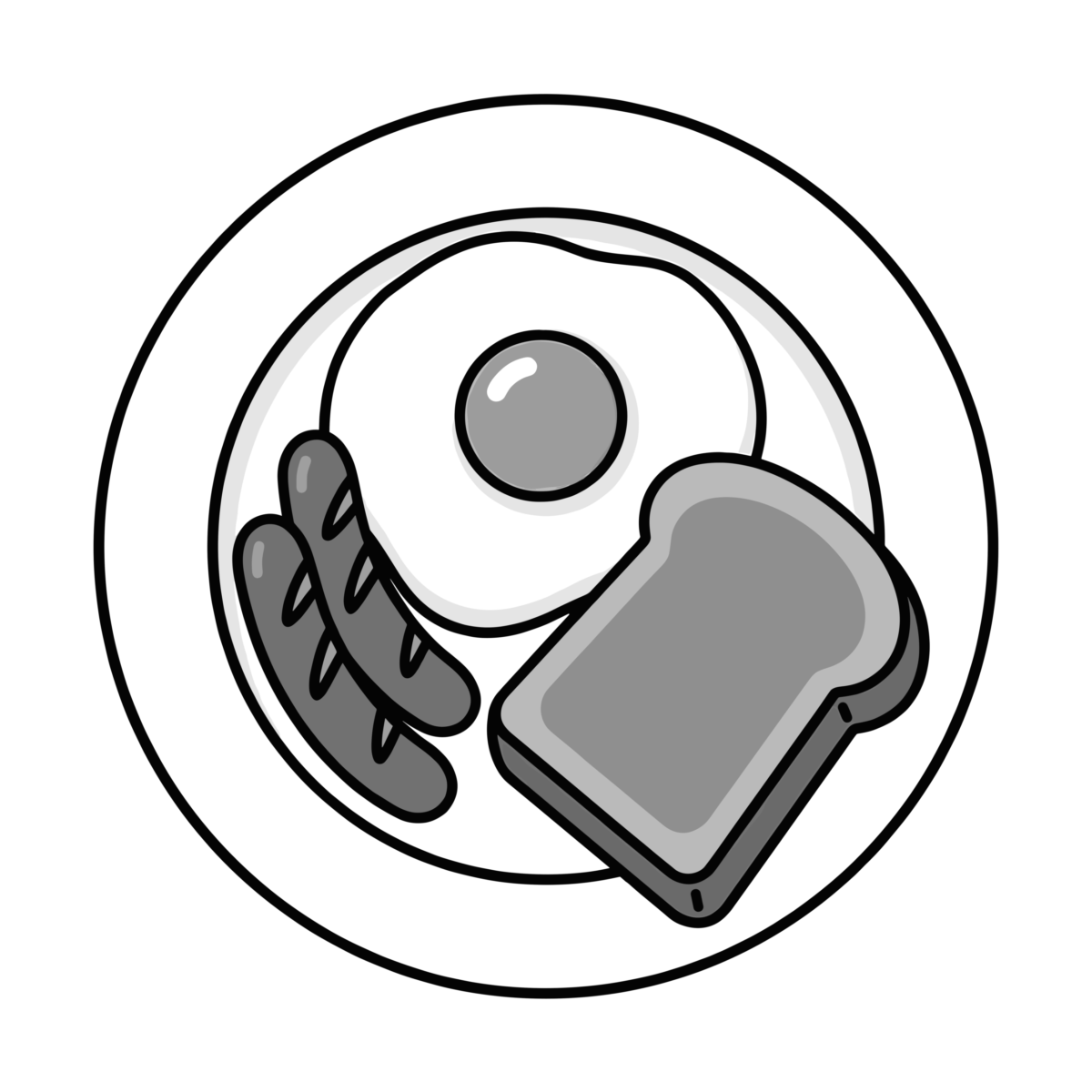 朝食のイラスト無料ダウンロード（モノクロ）