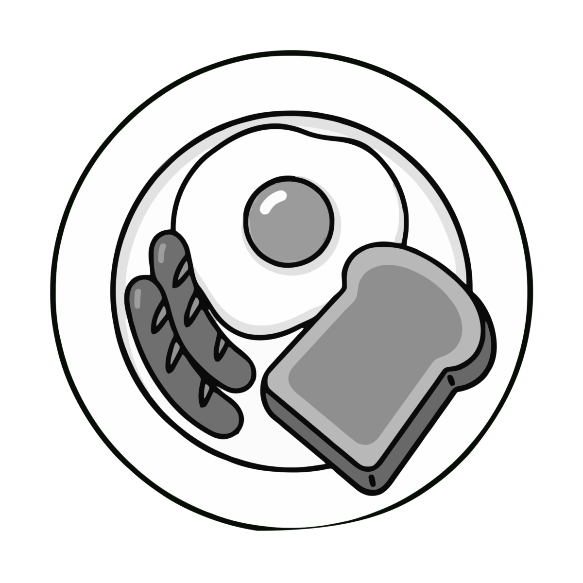 朝食のイラスト無料ダウンロード(モノクロ)