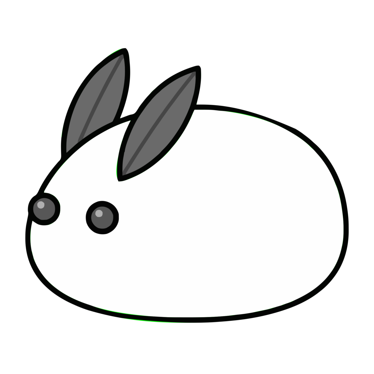 白うさぎのイラスト無料ダウンロード（モノクロ）