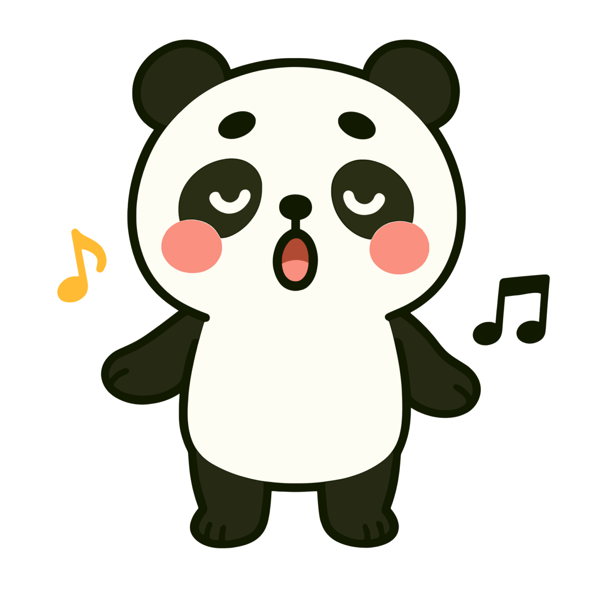 お歌を歌うパンダのイラスト無料ダウンロード（カラー）