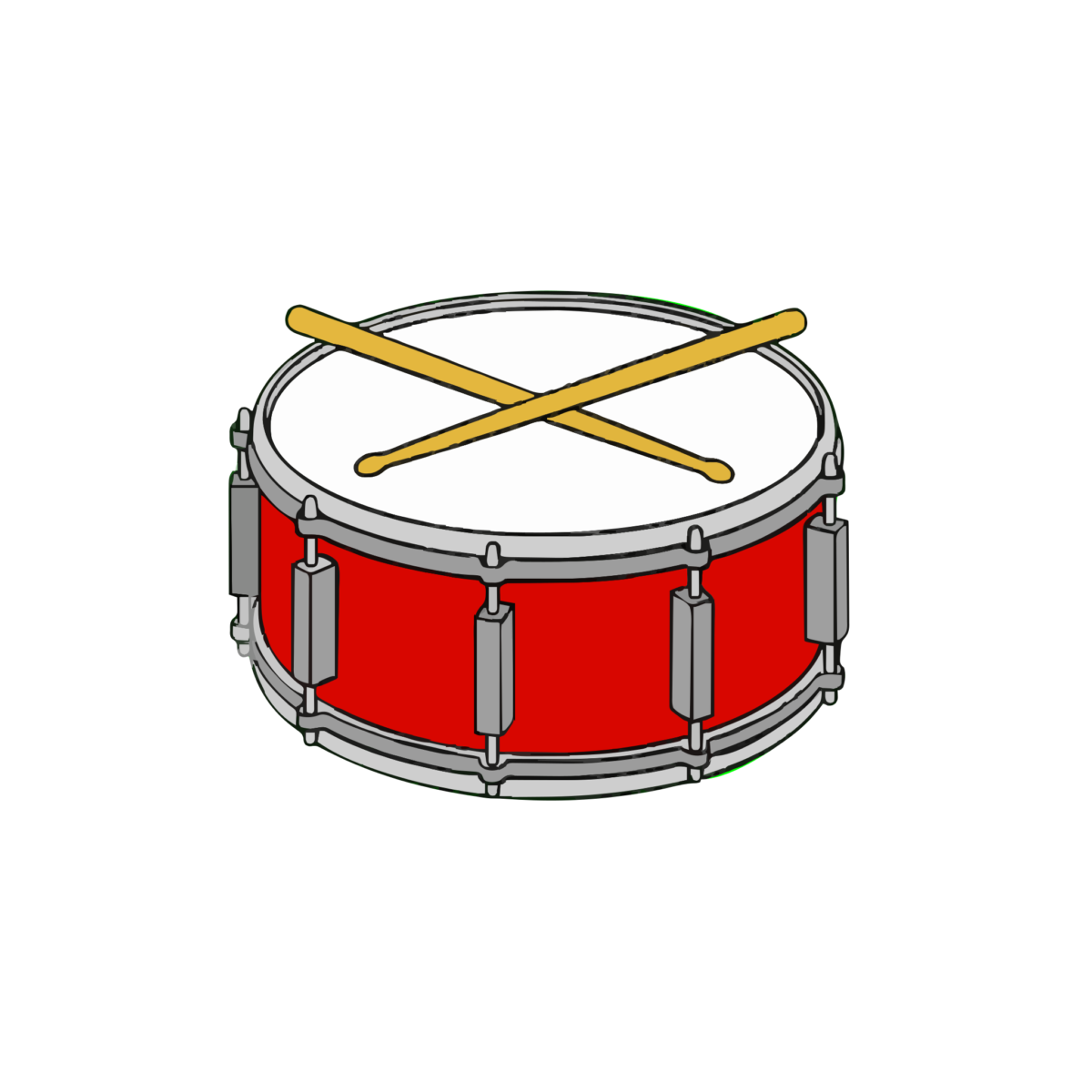 スネアドラムのイラスト無料ダウンロード（カラー）