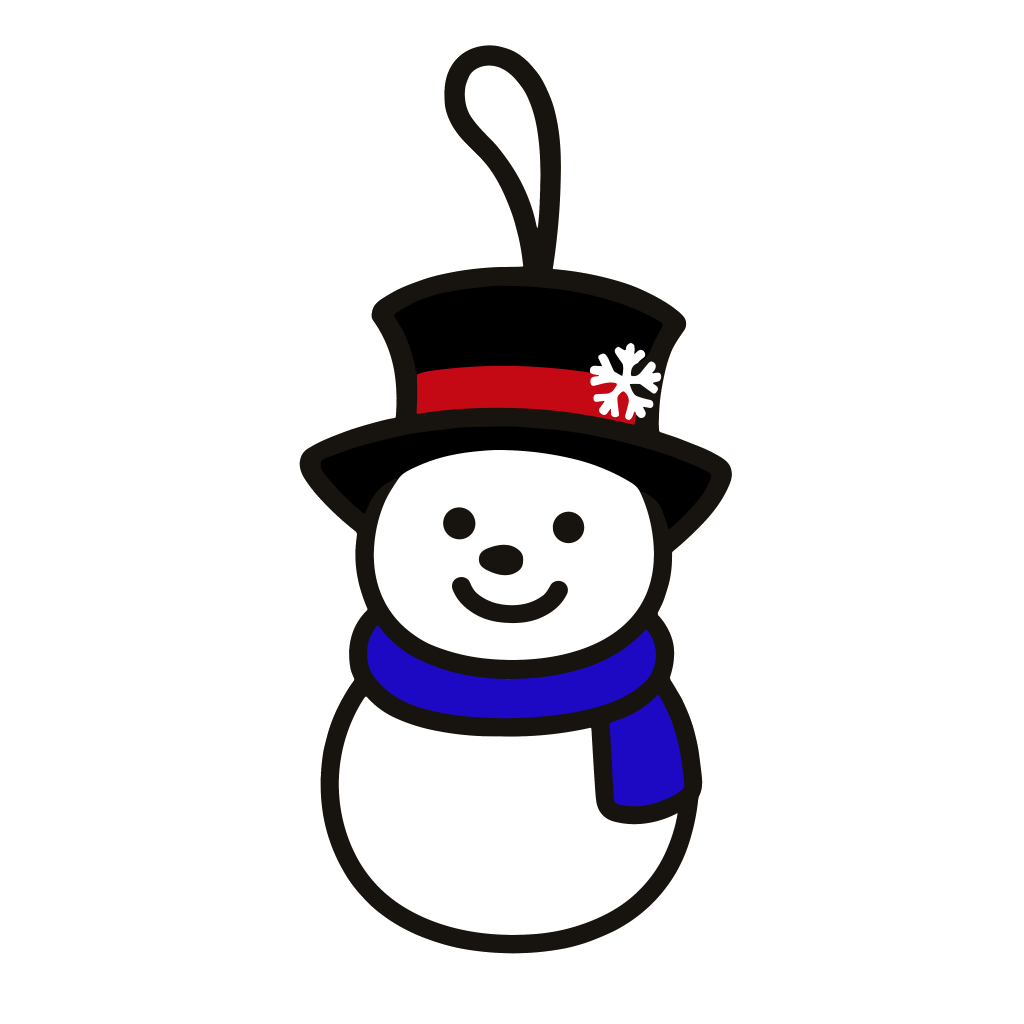 スノーマンのオーナメントのイラスト無料ダウンロード(カラー)
