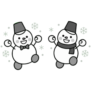 雪だるま（ふたり）のイラスト無料ダウンロード（モノクロ）