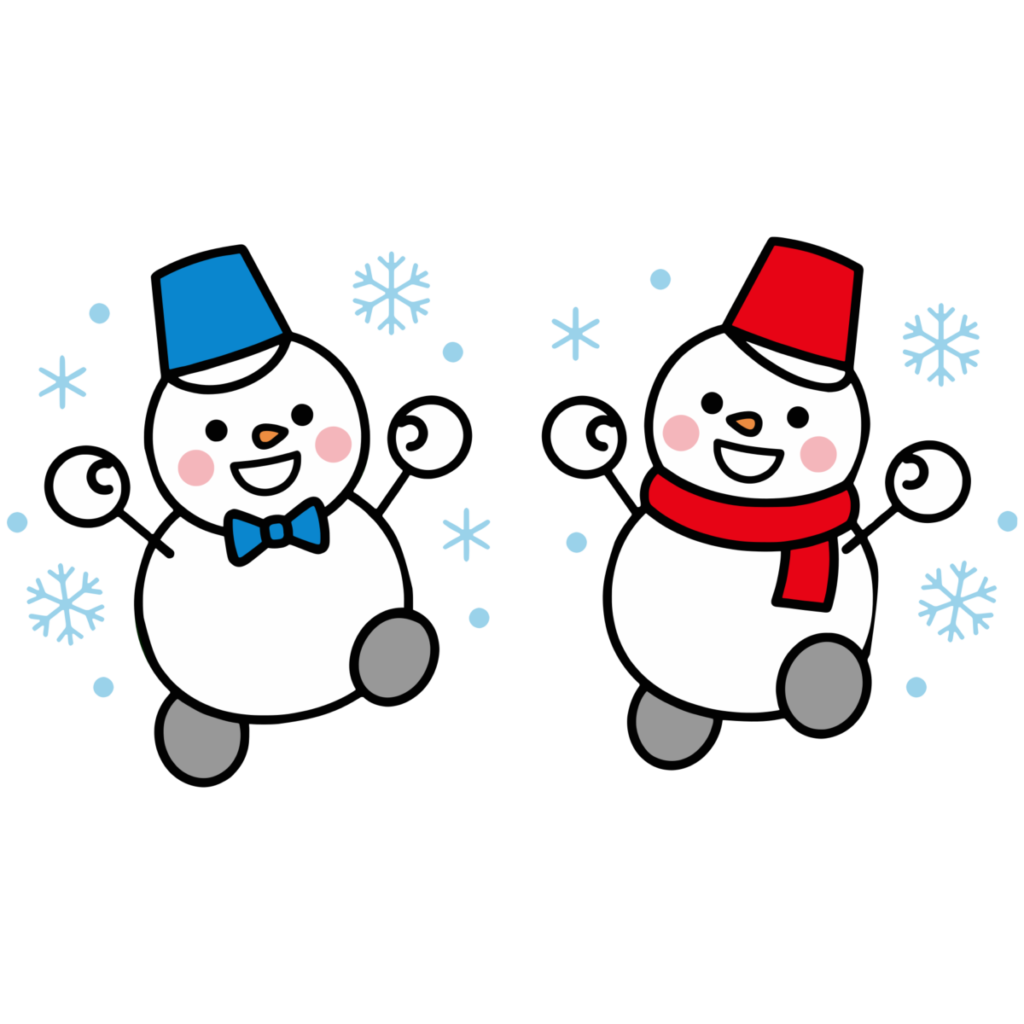 雪だるま（ふたり）のイラスト無料ダウンロード（カラー）