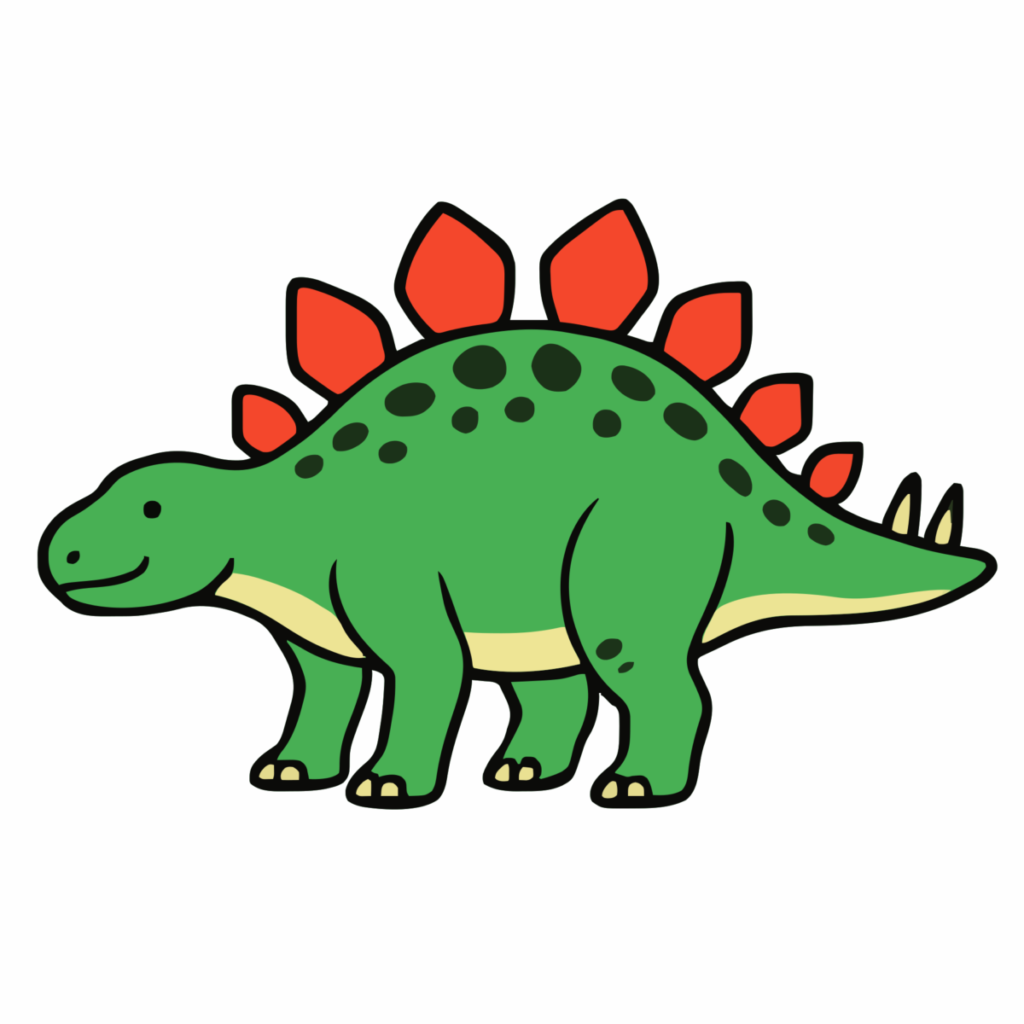 ステゴサウルス（水玉もよう）のイラスト無料ダウンロード（カラー）
